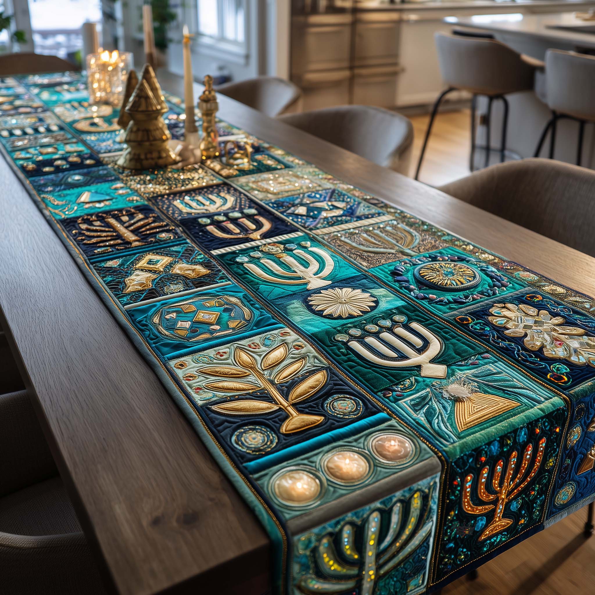 Hanukkah Patchwork Quilted Table Runner Holiday Table Runners Best Hanukkah Presents