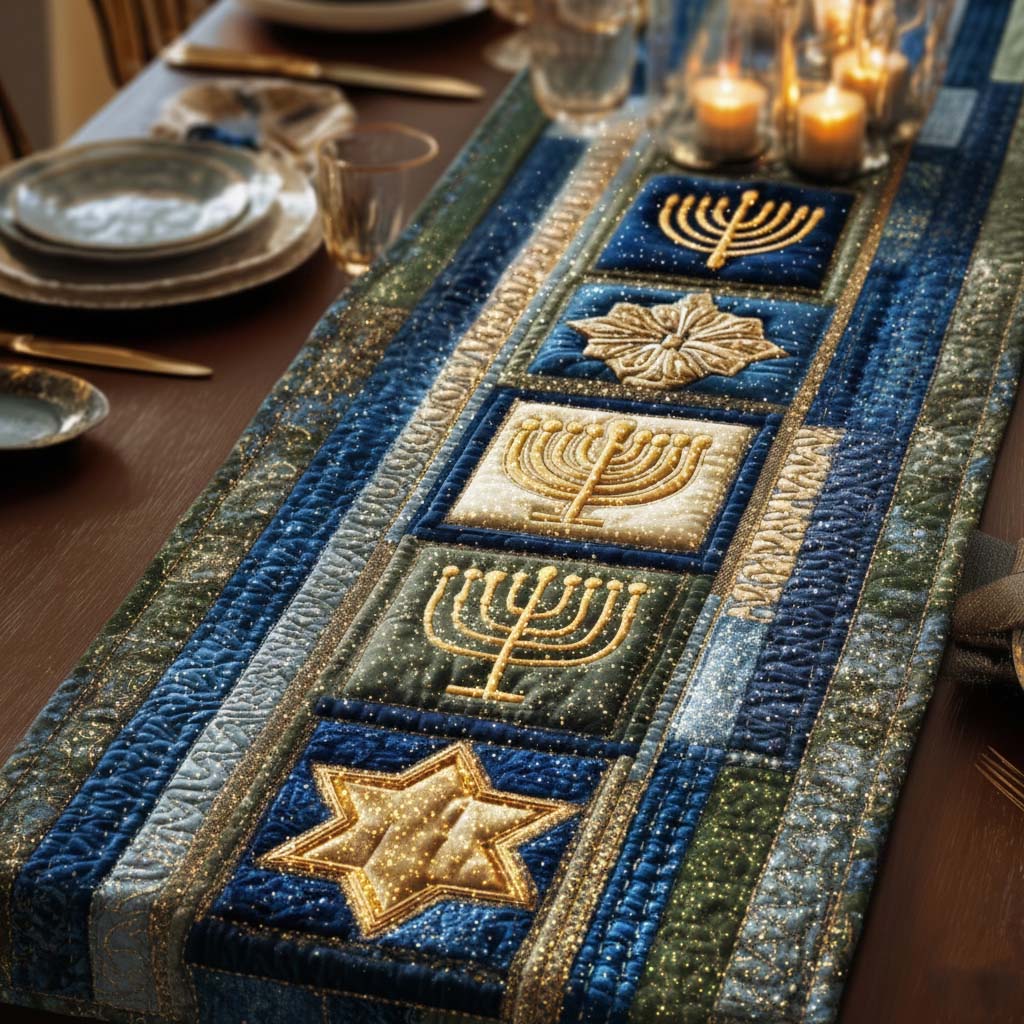 Hanukkah Quilted Table Runner Dining Table Decor Best Hanukkah Presents