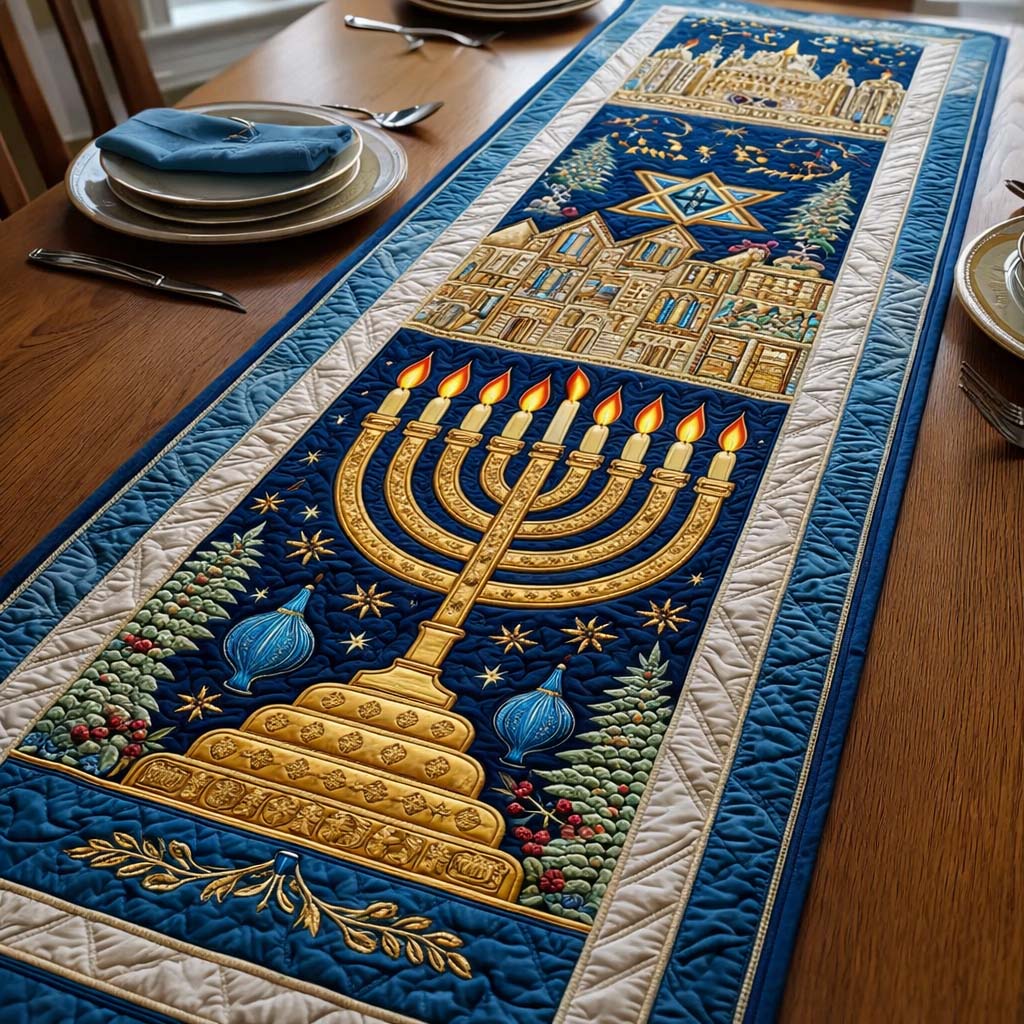 Hanukkah Quilted Table Runner Dining Table Decor Ideas Hanukkah Gifts