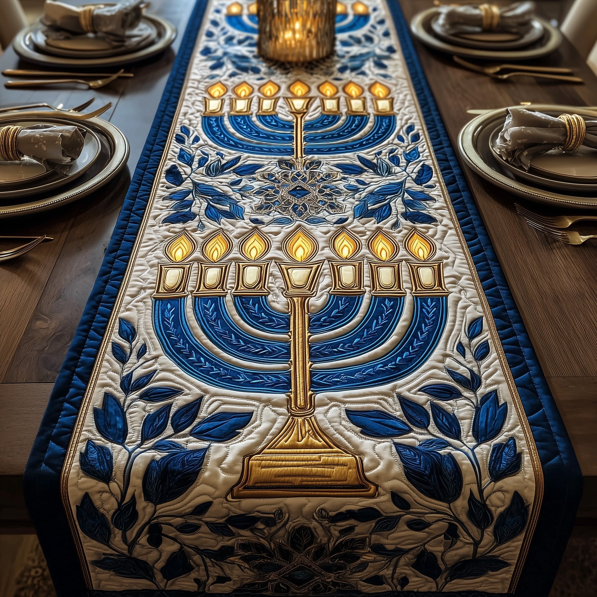 Hanukkah Quilted Table Runner Elegant Holiday Table Runners Typical Hanukkah Gifts