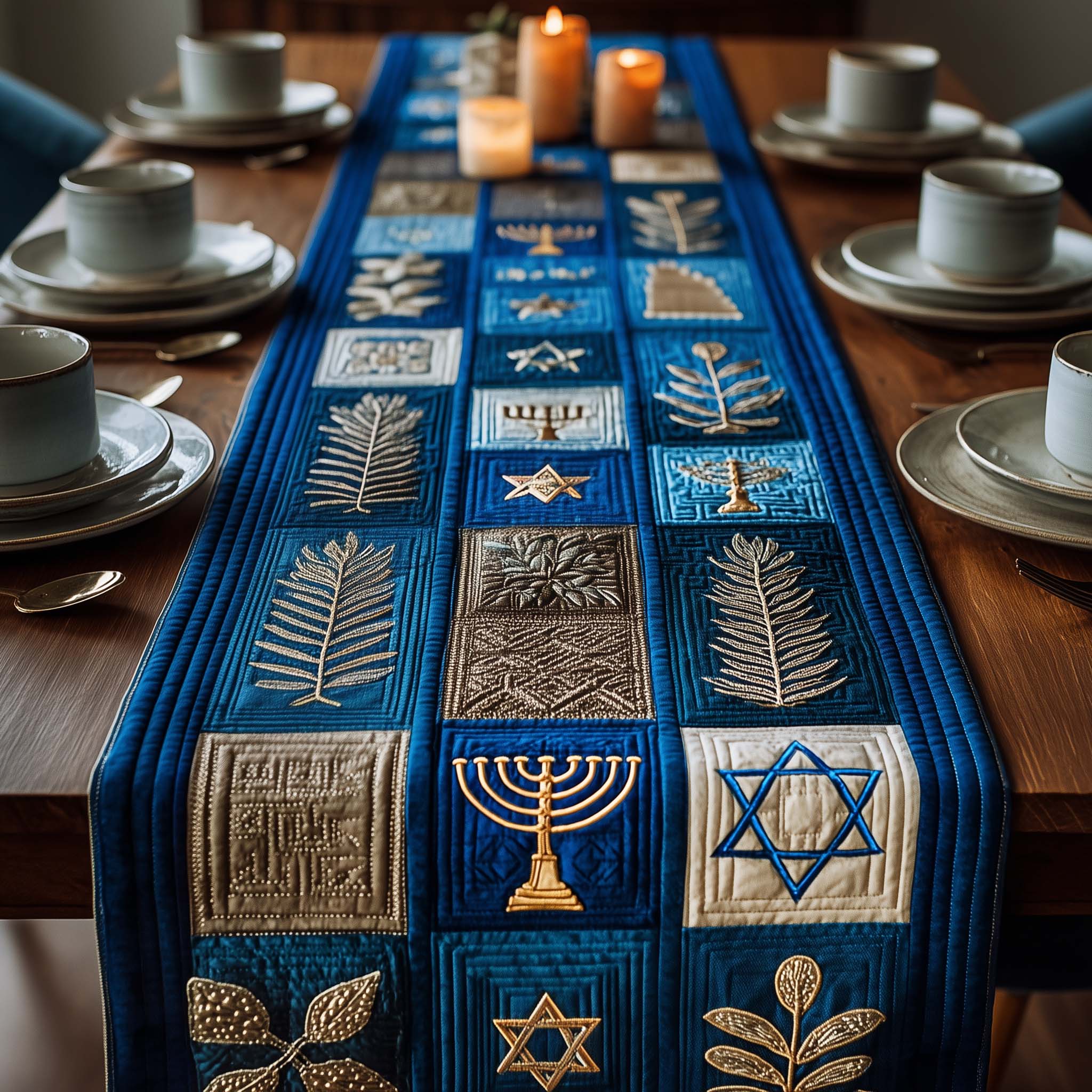 Hanukkah Quilted Table Runner Holiday Dining Table Decor Hanukkah Gift Ideas For Adults
