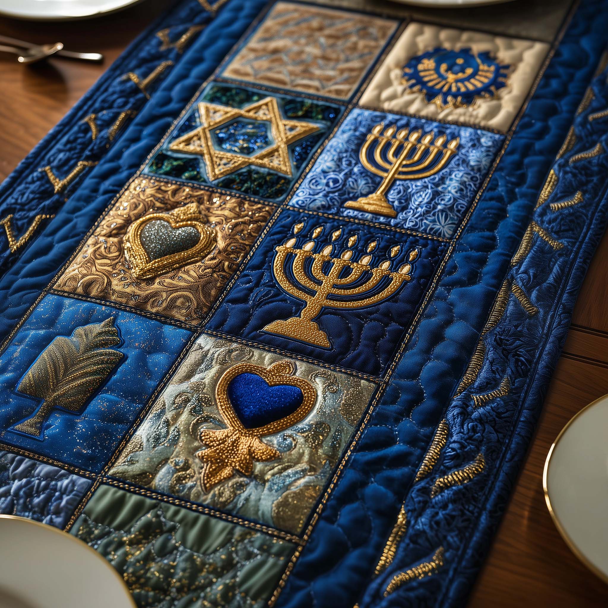 Hanukkah Quilted Table Runner Holiday Runner Dining Hanukkah Presents For Boyfriend