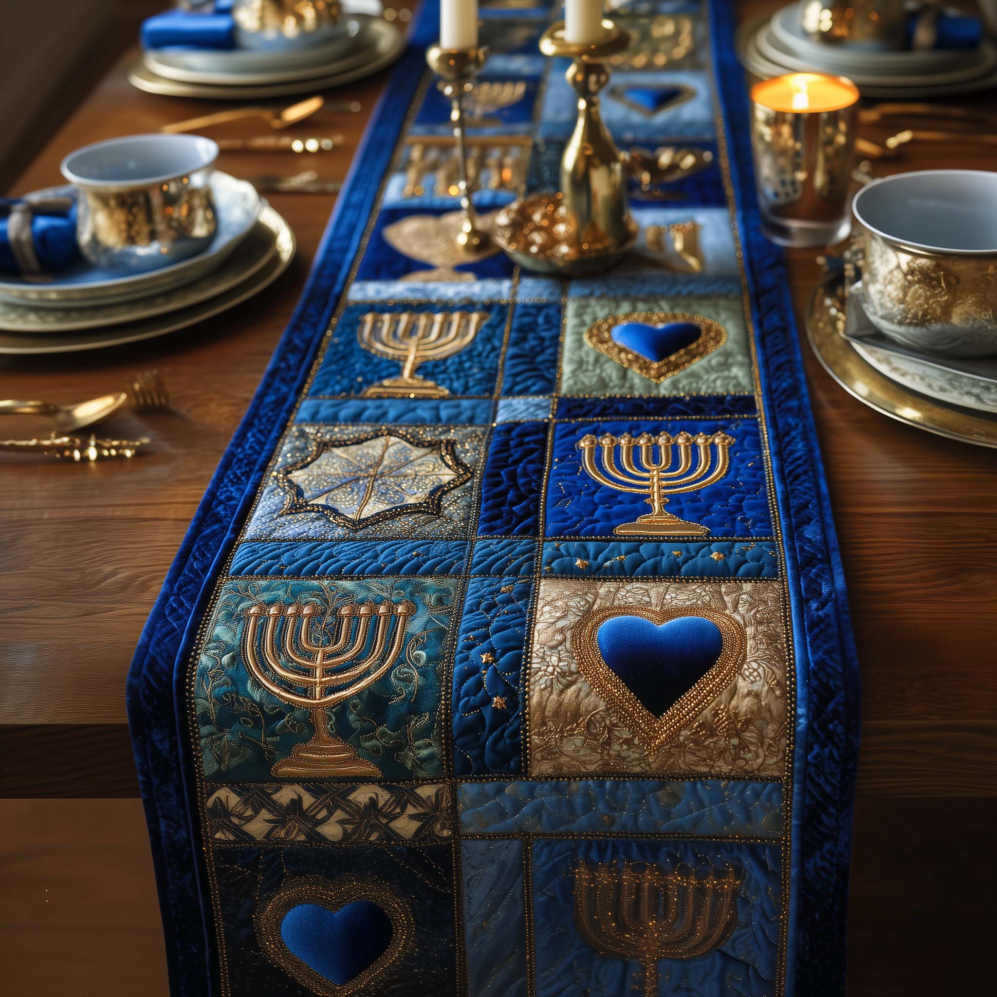 Hanukkah Quilted Table Runner Holiday Table Runners Hanukkah Gifts For Parents