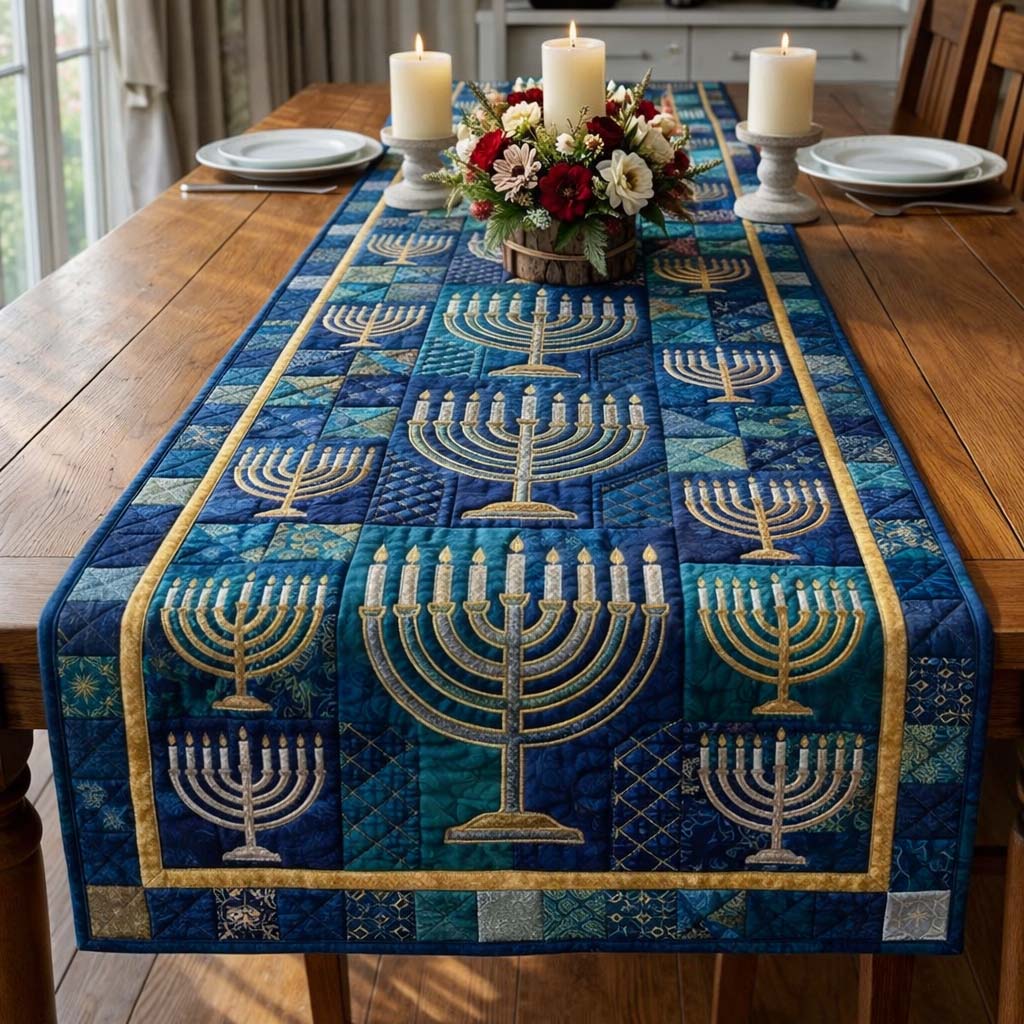 Hanukkah Quilted Table Runner Kitchen Decor Hanukkah Gifts For Teachers
