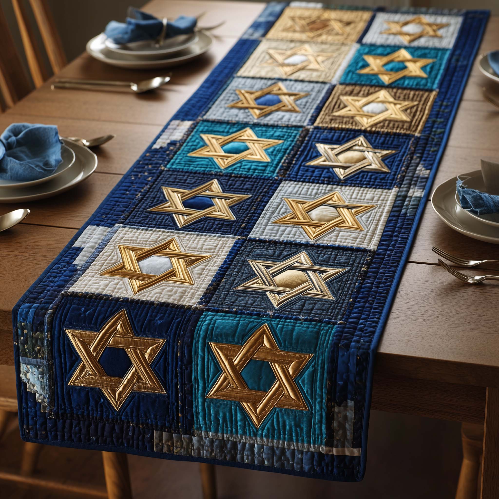 Hanukkah Quilted Table Runner Kitchen Table Decor Hanukkah Gifts For Women