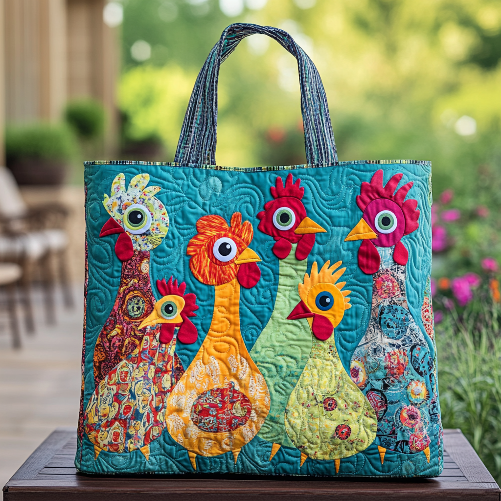 Happy Chicken Quilted Tote Bag The Best Tote Bag Unique Gifts For Mom