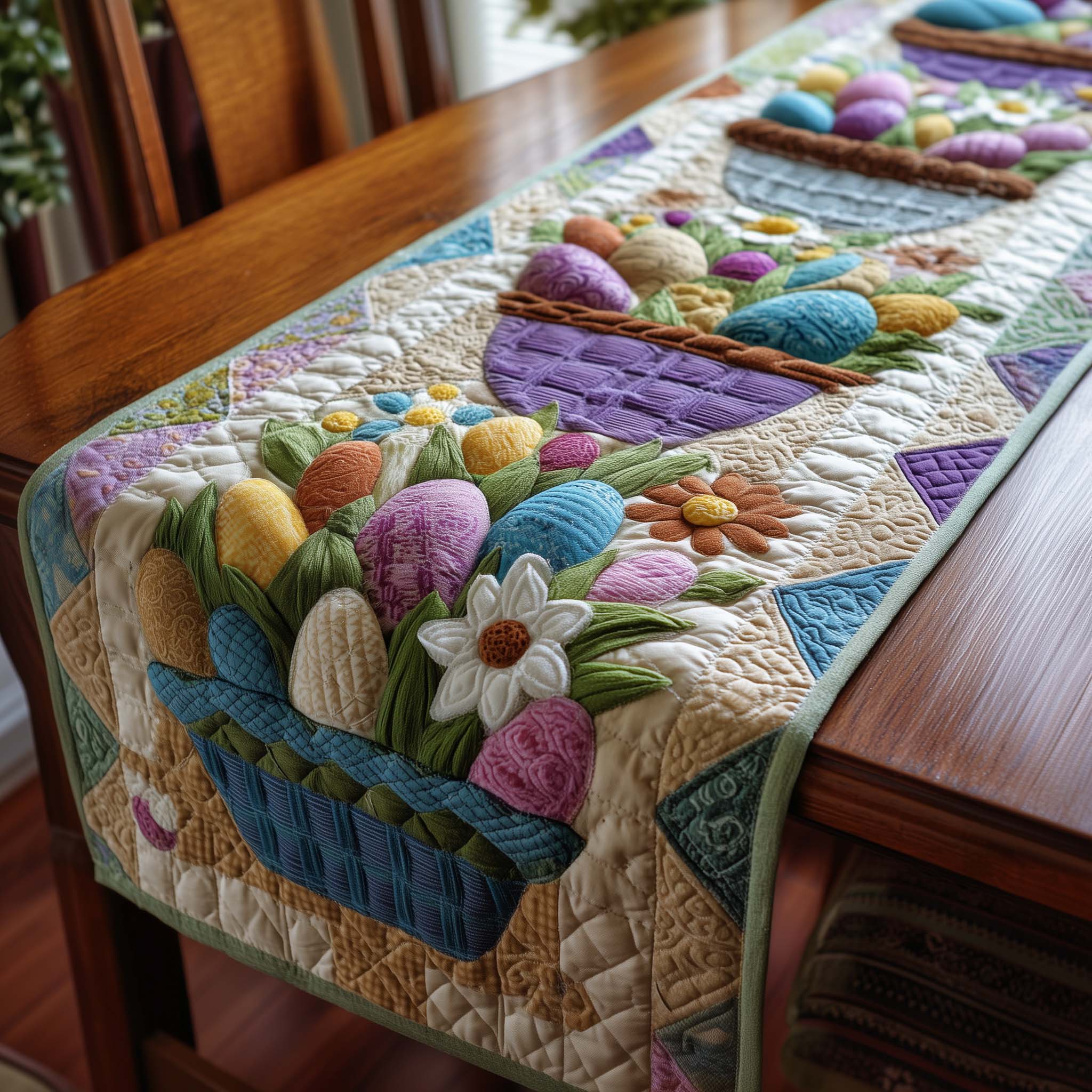 Happy Easter Quilted Table Runner Easter Bunny Table Runner Rabbit Themed Gifts For Adults