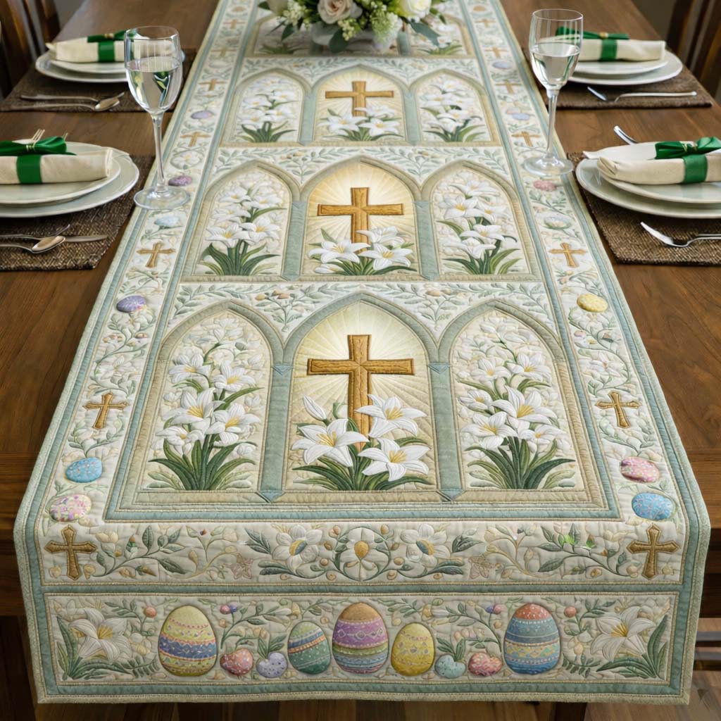 Happy Easter Quilted Table Runner Easter Table Ideas Gifts For Bunny Lovers