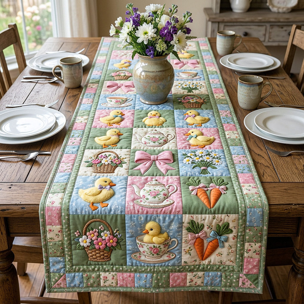 Happy Easter Quilted Table Runner Holiday Dining Table Decor Faith Based Easter Gifts