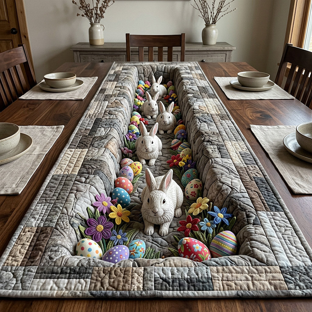 Happy Easter Quilted Table Runner Holiday Table Runners Cute Easter Gift Items
