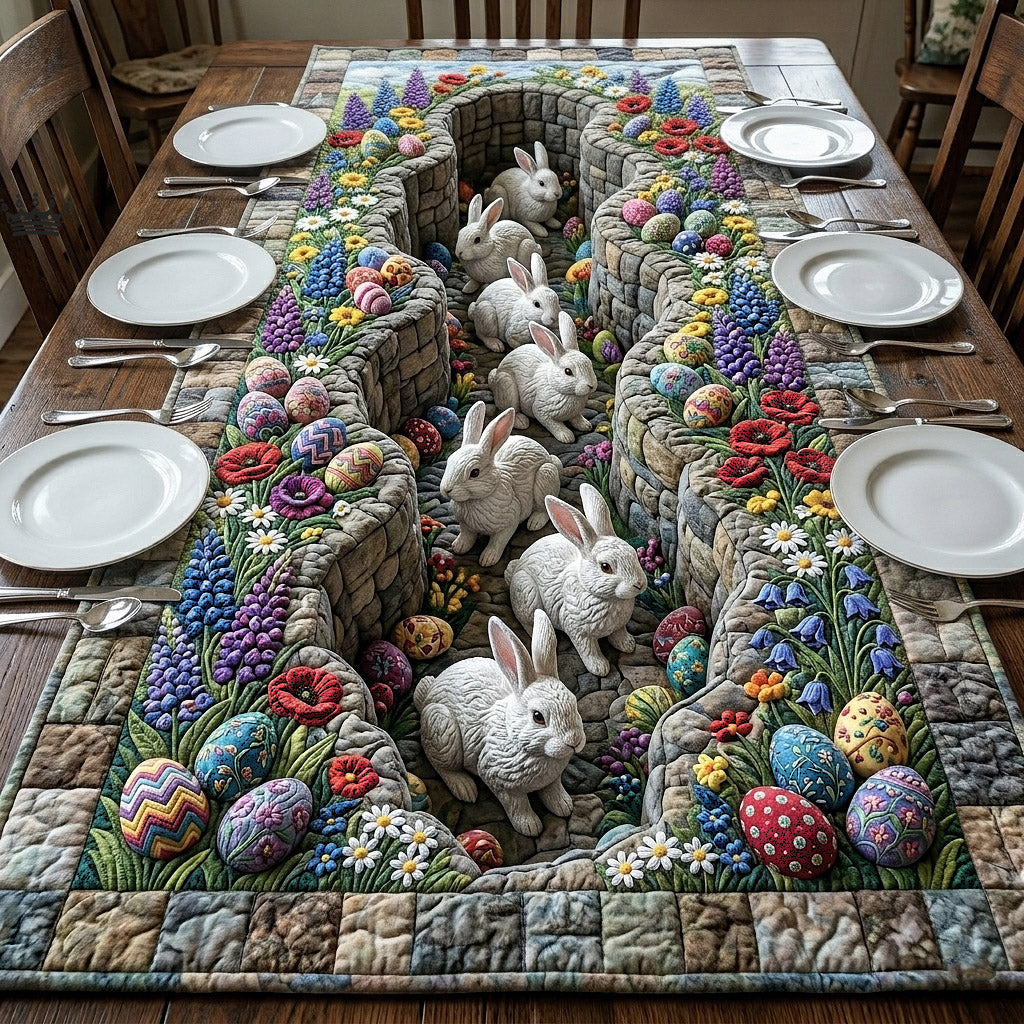 Happy Easter Quilted Table Runner Holiday Table Throw Cute Easter Gifts For Teen