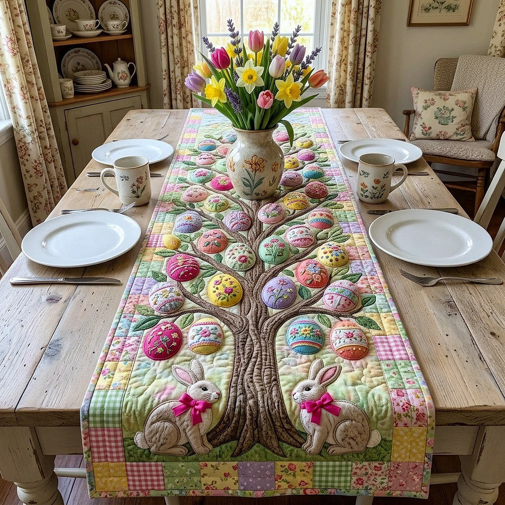 Happy Easter Quilted Table Runner Religious Easter Table Decorations Indoor Easter Decorations