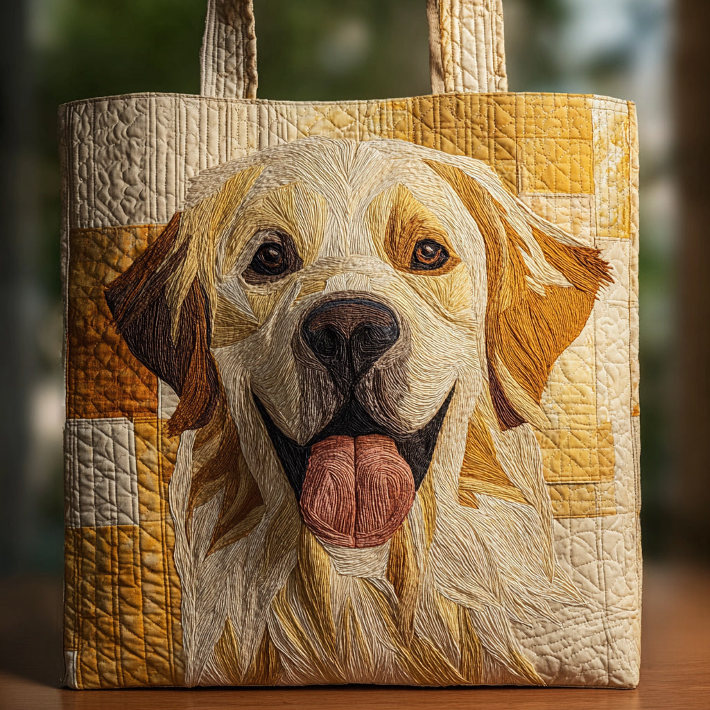 Happy Golden Retriever Quilted Tote Bag Perfect Shoulder Bag Gift For Boyfriends Mom