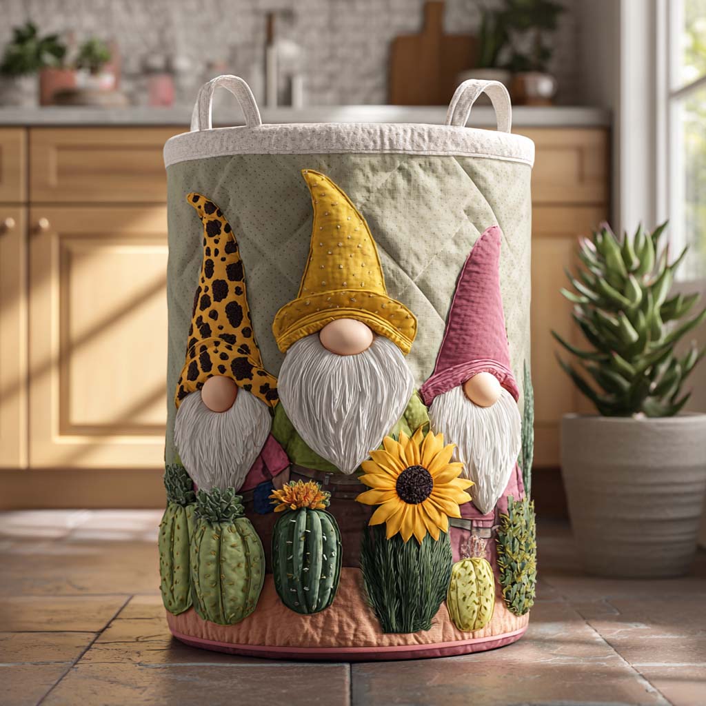 Happy Hat Gnome Quilted Laundry Basket Foldable Laundry Basket Simple Mother's Day Gifts