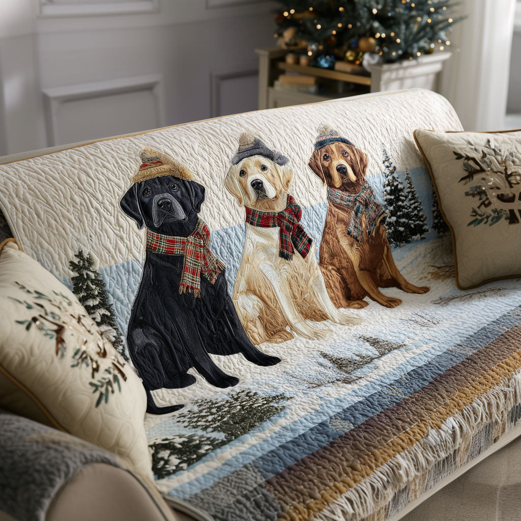Happy Home Lab Quilted Sofa Cover Seat Covers For Couches Labrador Themed Gifts