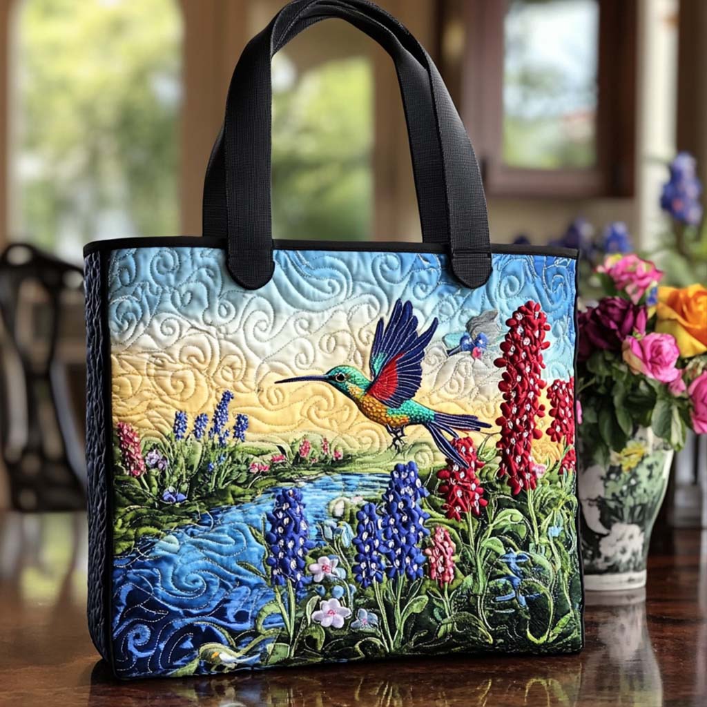 Happy Hummer Meadow Quilted Tote Bag Shoulder Bags For Women Mother's Day Gift Ideas For Wife
