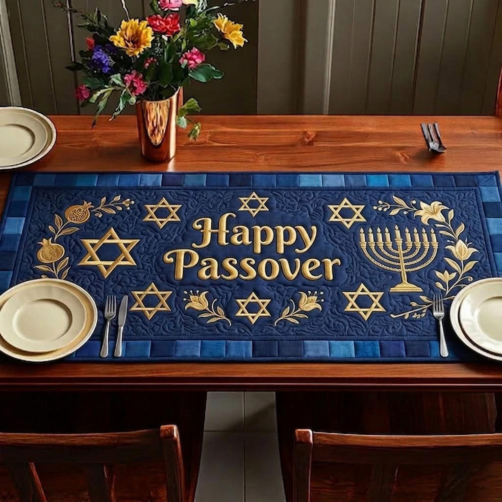 Happy Passover Quilted Table Runner Passover Seder Holiday Table Decor Jewish Gifts Ideas