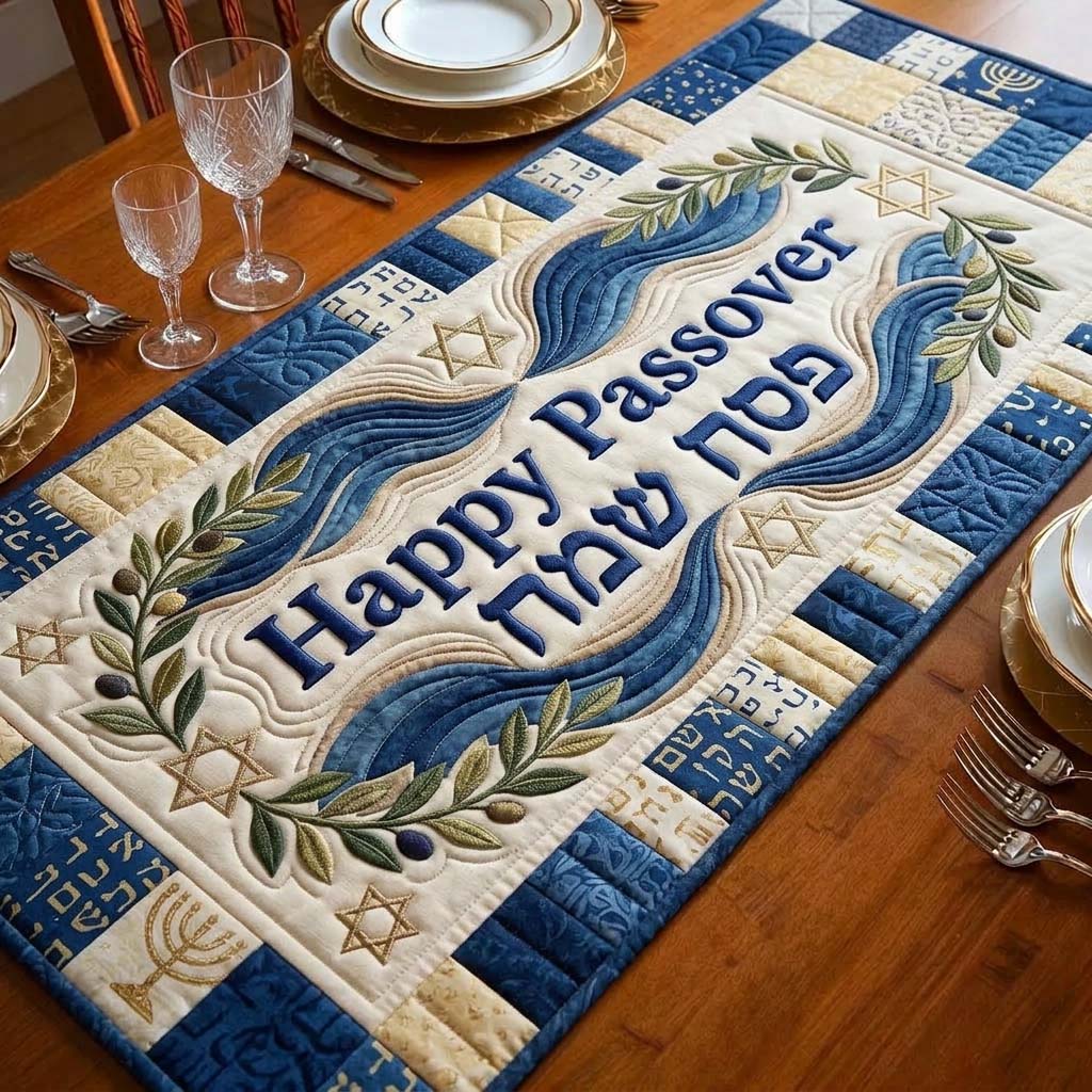 Happy Passover Quilted Table Runner Seder Table Decorations Gifts To Give For Passover