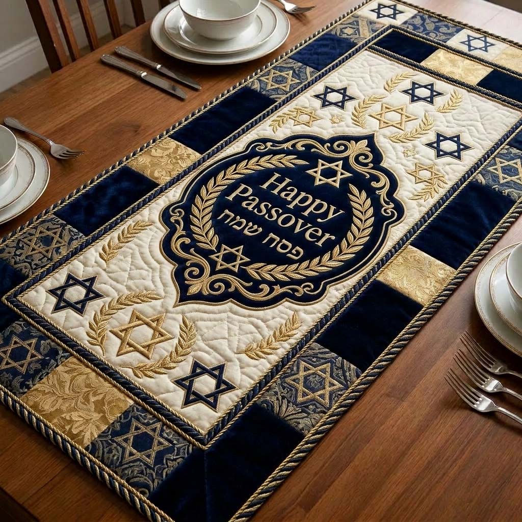 Happy Passover Quilted Table Runner Table Decorations For Passover Jewish Gifts For Mom