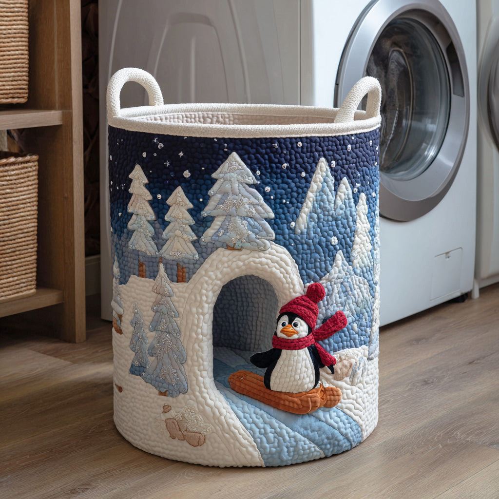 Happy Penguin Winter Quilted Laundry Basket Home And Decor Great Christmas Ideas Presents