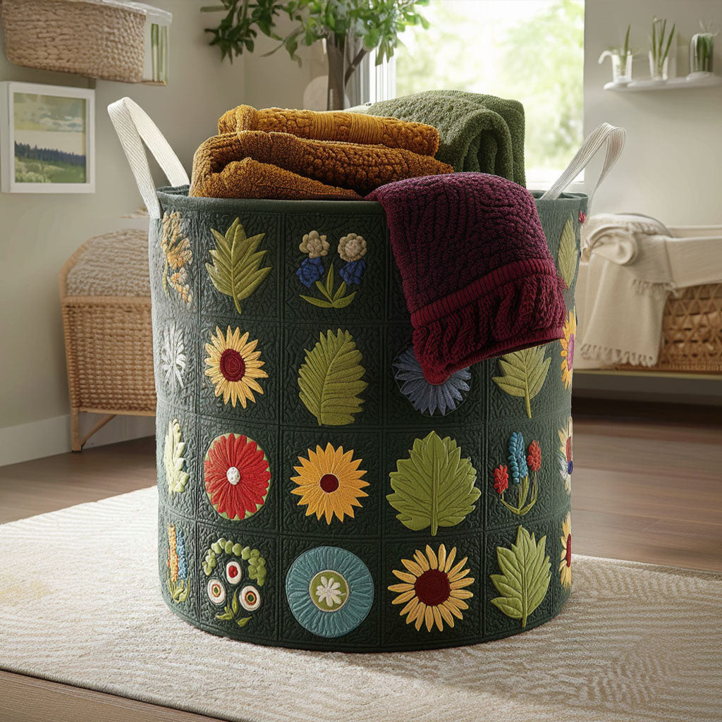 Happy Petals Quilted Laundry Basket Laundry Hamper Mother's Day Gifts For Friends