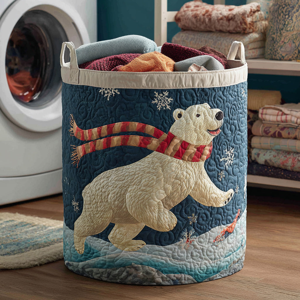 Happy Polar Bear Quilted Laundry Basket Best Hampers Best Gifts For Koala Lovers