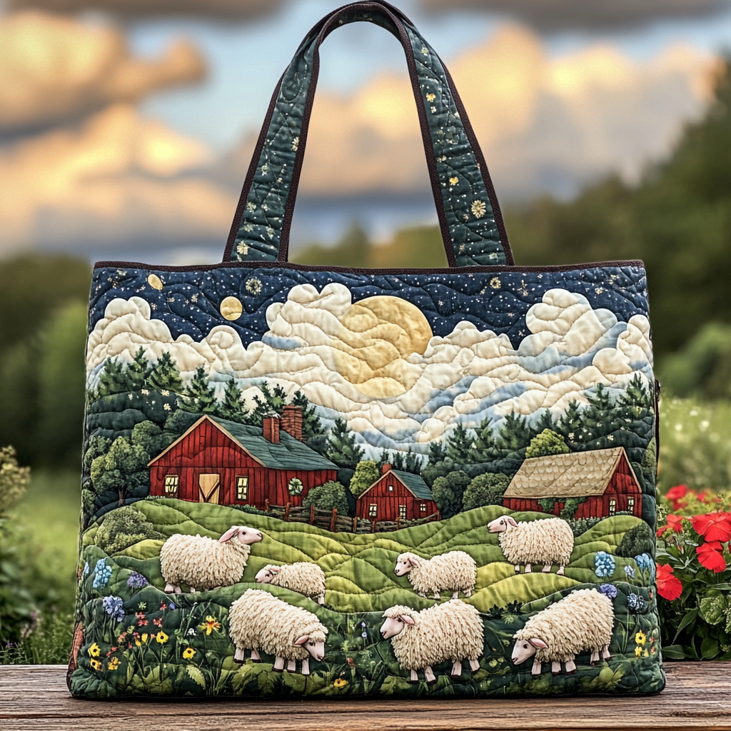 Happy Sheep Quilted Tote Bag Best Mom Tote Bag Great Mother's Day Gifts