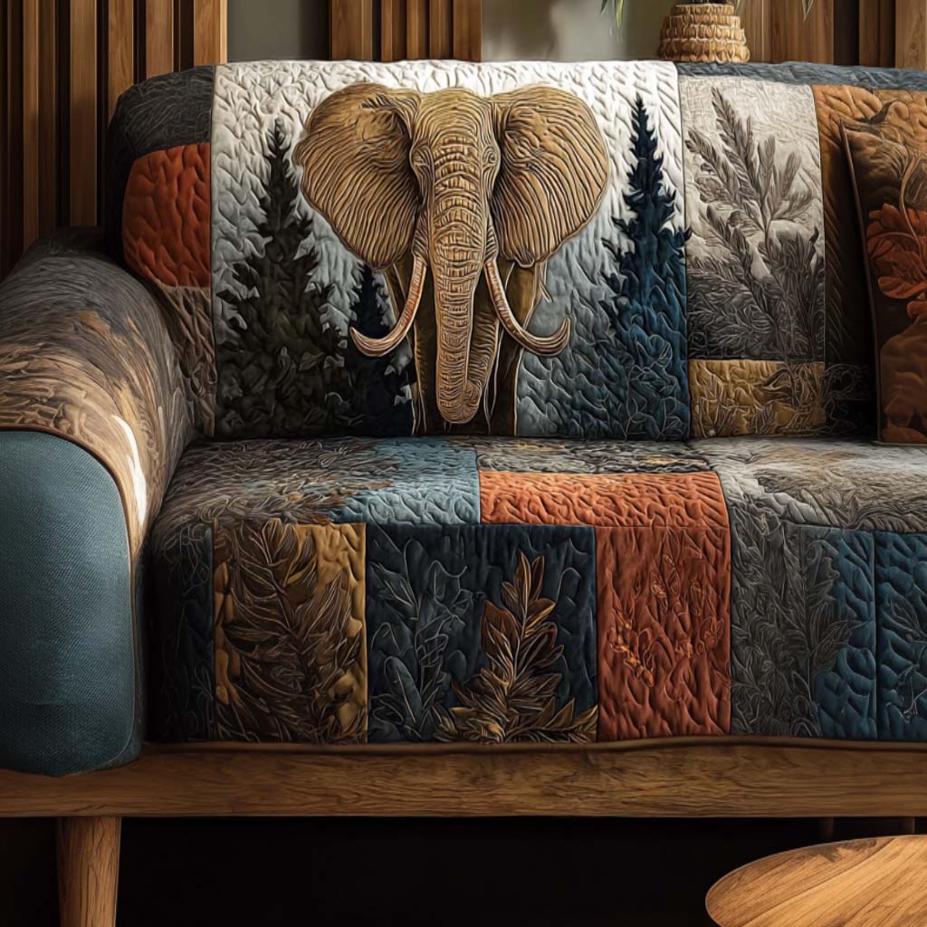 Happy Trunk Quilted Sofa Cover Furniture Slipcovers Gifts For Elephant Lovers