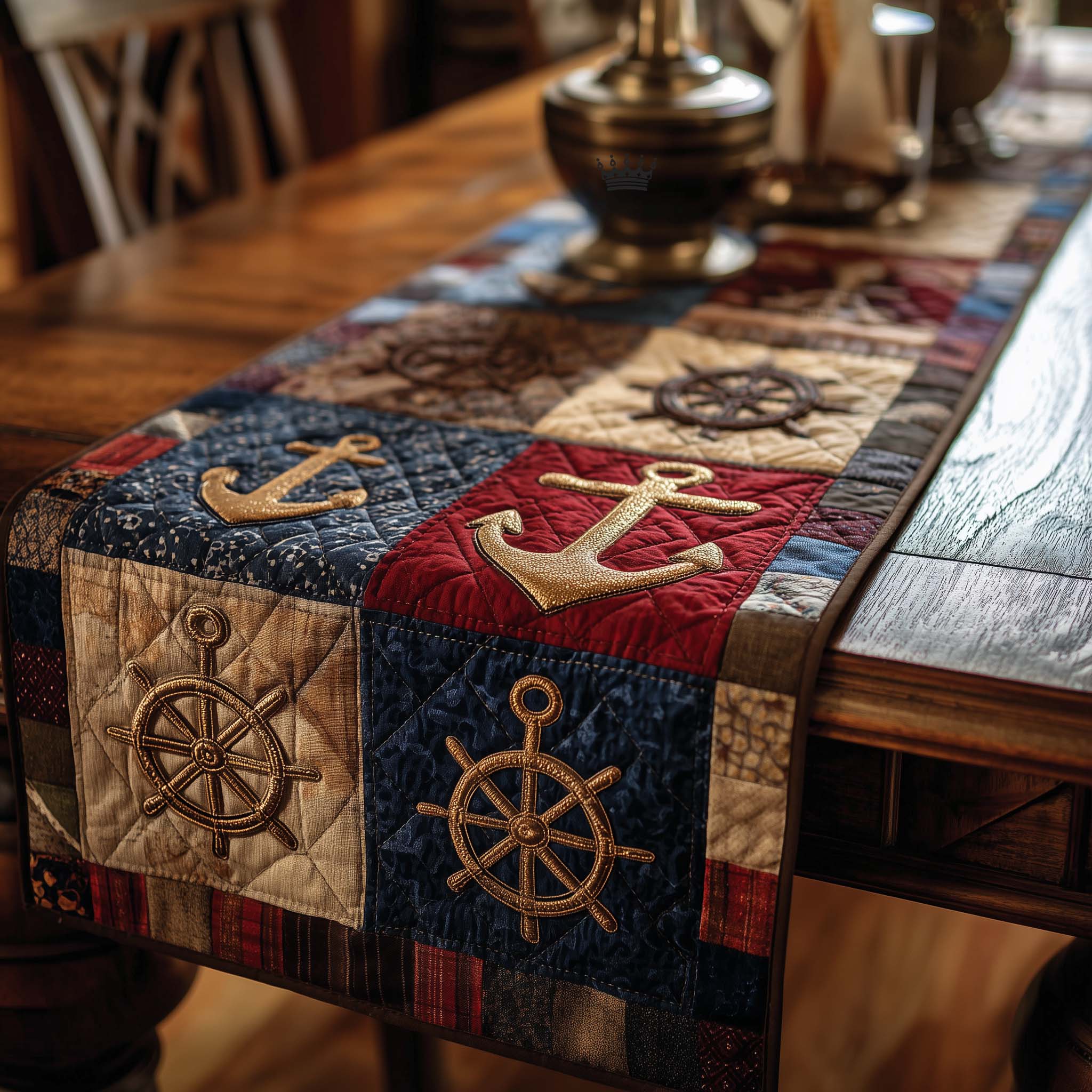 Harbor Breeze Quilted Table Runner Dining Table Table Runner Navy Anchor Gifts