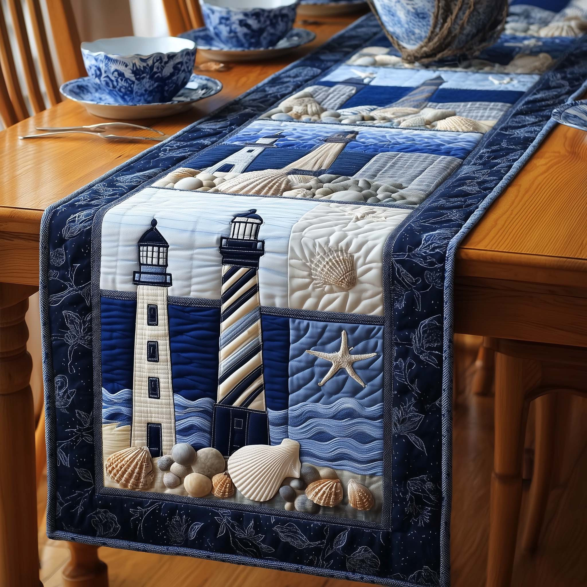 Harbor Breeze Quilted Table Runner Table Runners Long Anchor Themed Gifts