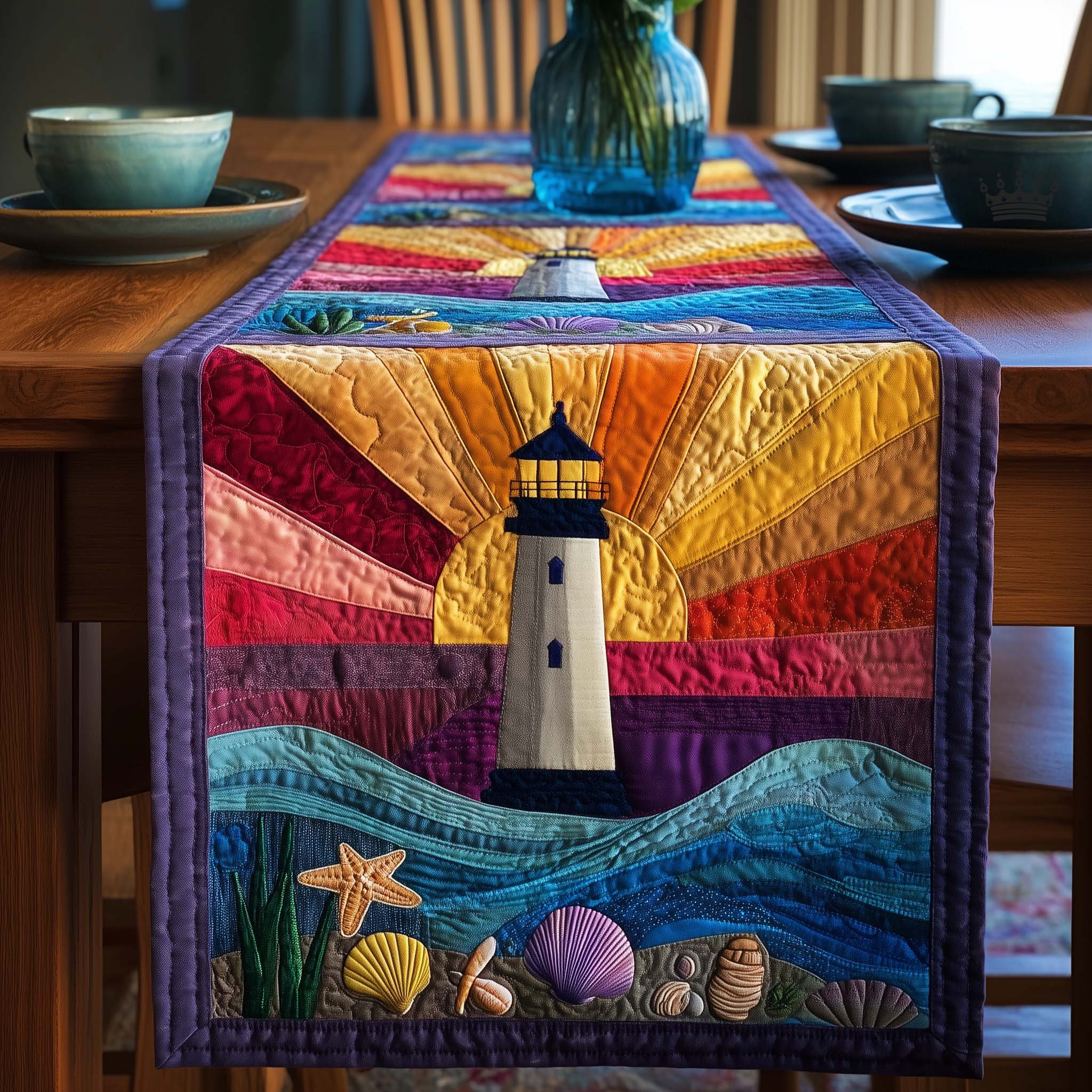 Harbor Breeze Quilted Table Runner Unique Table Runner Anchor Gift Ideas