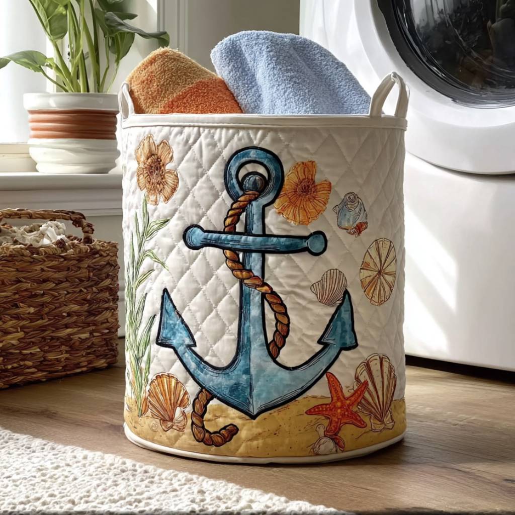 Harbor Hues Quilted Laundry Basket Best Clothes Hamper Great Mothers Day Ideas