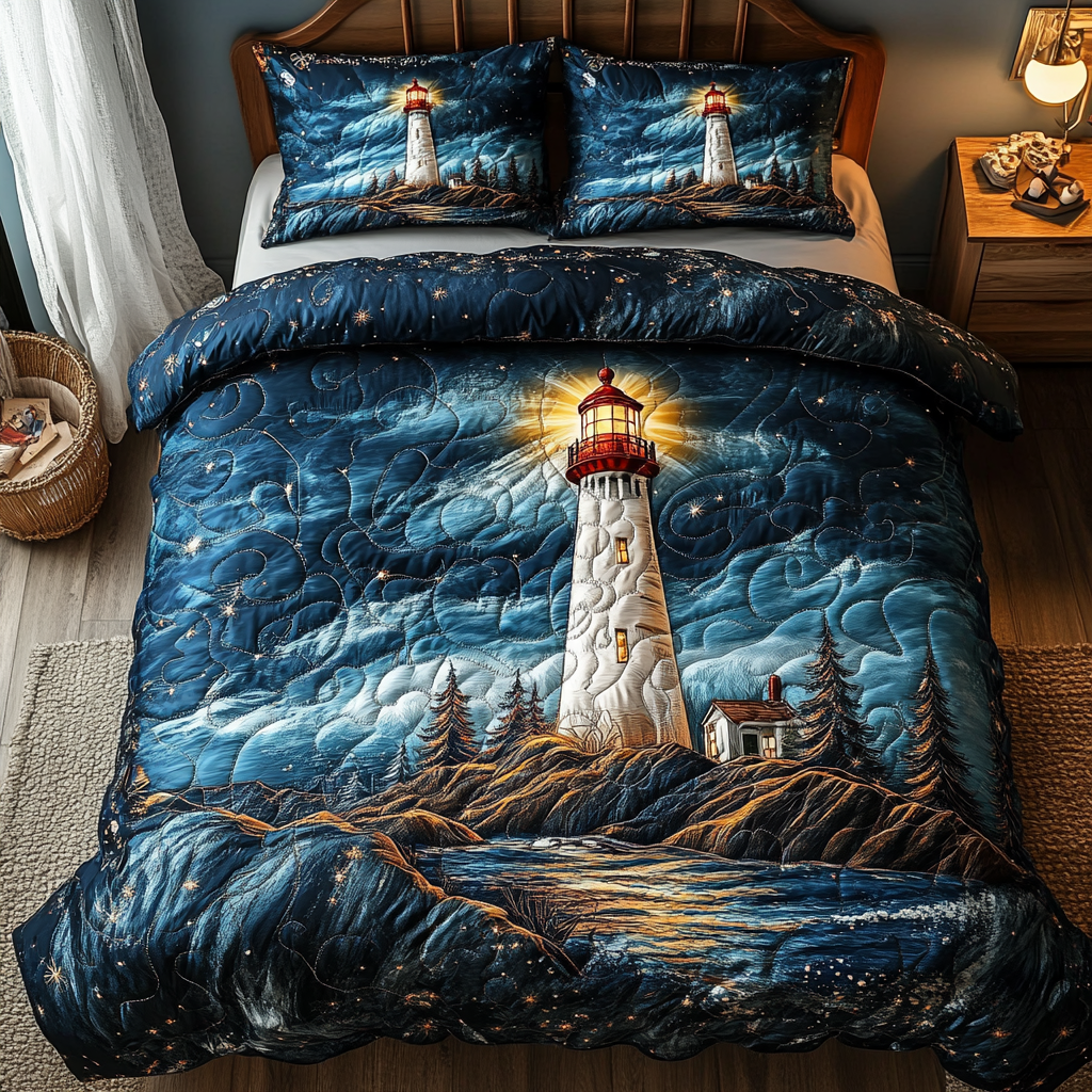Harbor Light Quilted Bedding Set Best Sheets Ever Gifts For Lighthouse Lovers
