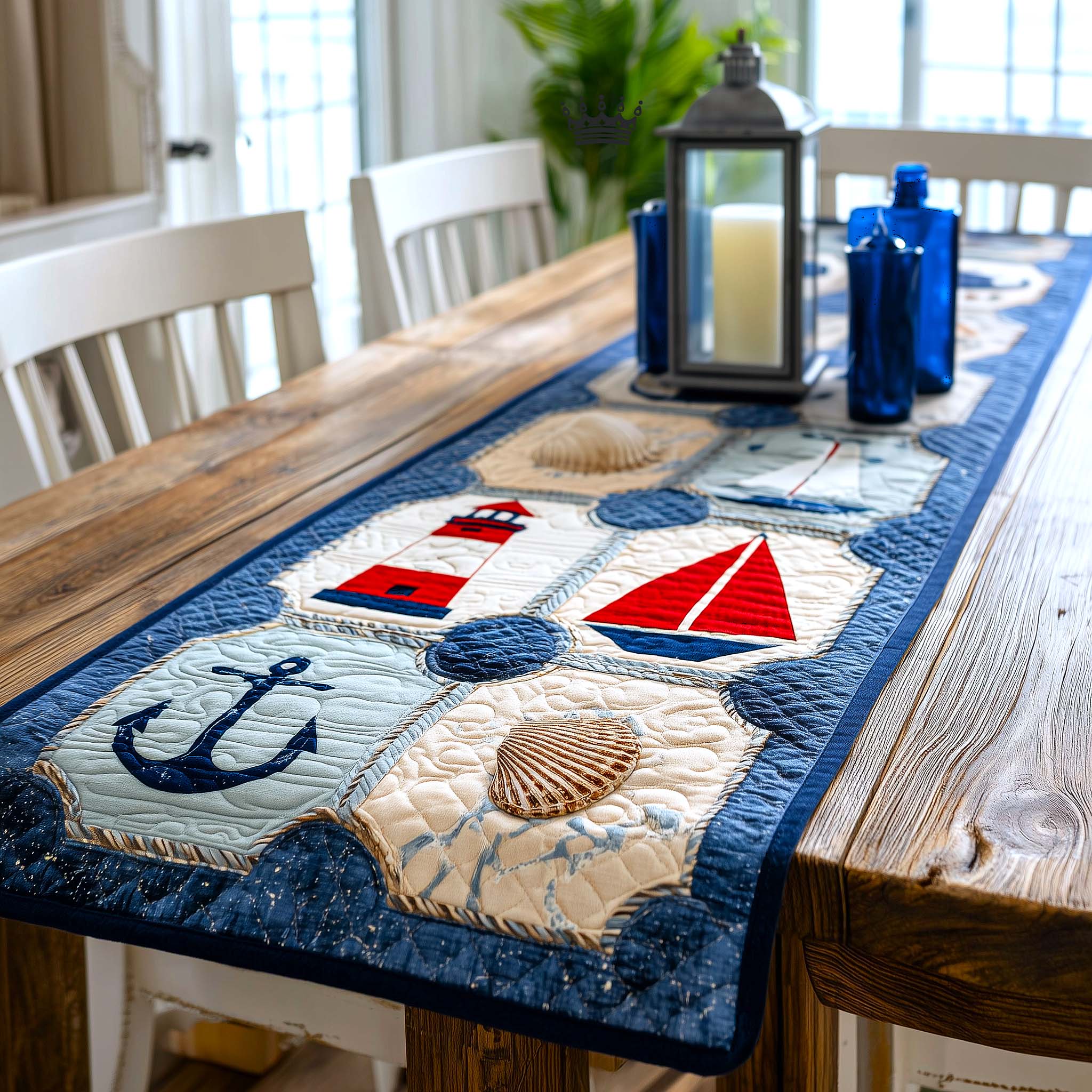 Harbor Light Quilted Table Runner Beach Table Runner Gifts For People Who Love The Beach