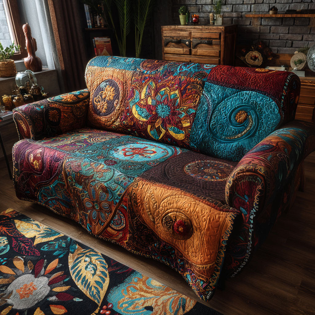 Harmony Bloom Quilted Sofa Cover Couch Cushion Covers Hippie Presents