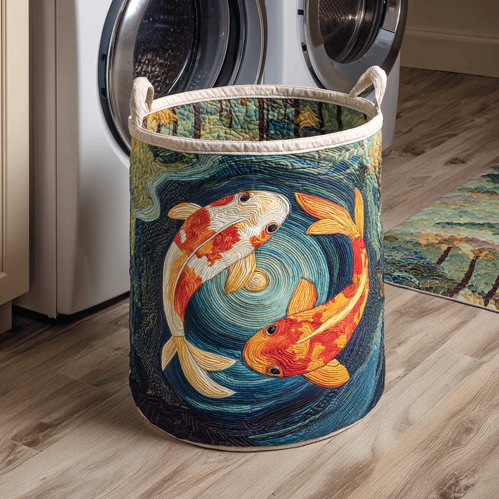 Harmony Swirl Koi Quilted Laundry Basket Good Laundry Baskets Stepdad Gifts For Father's Day