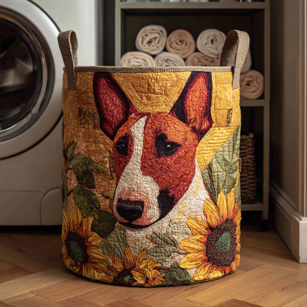 Harvest Bull Terrier Quilted Laundry Basket Laundry Hamper Best French Bulldog Gifts