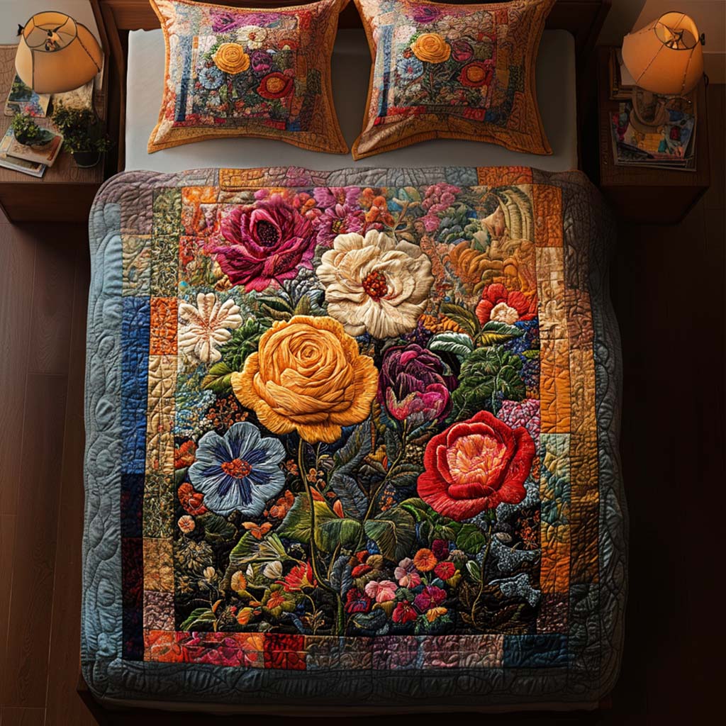 Harvest Flower Magic Quilted Bedding Set Best Bedspread Set Gifts For Father's Day From Wife