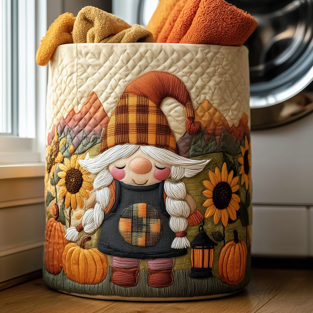 Harvest Gnome Quilted Laundry Basket Coolest Laundry Baskets Best Autumn Gifts