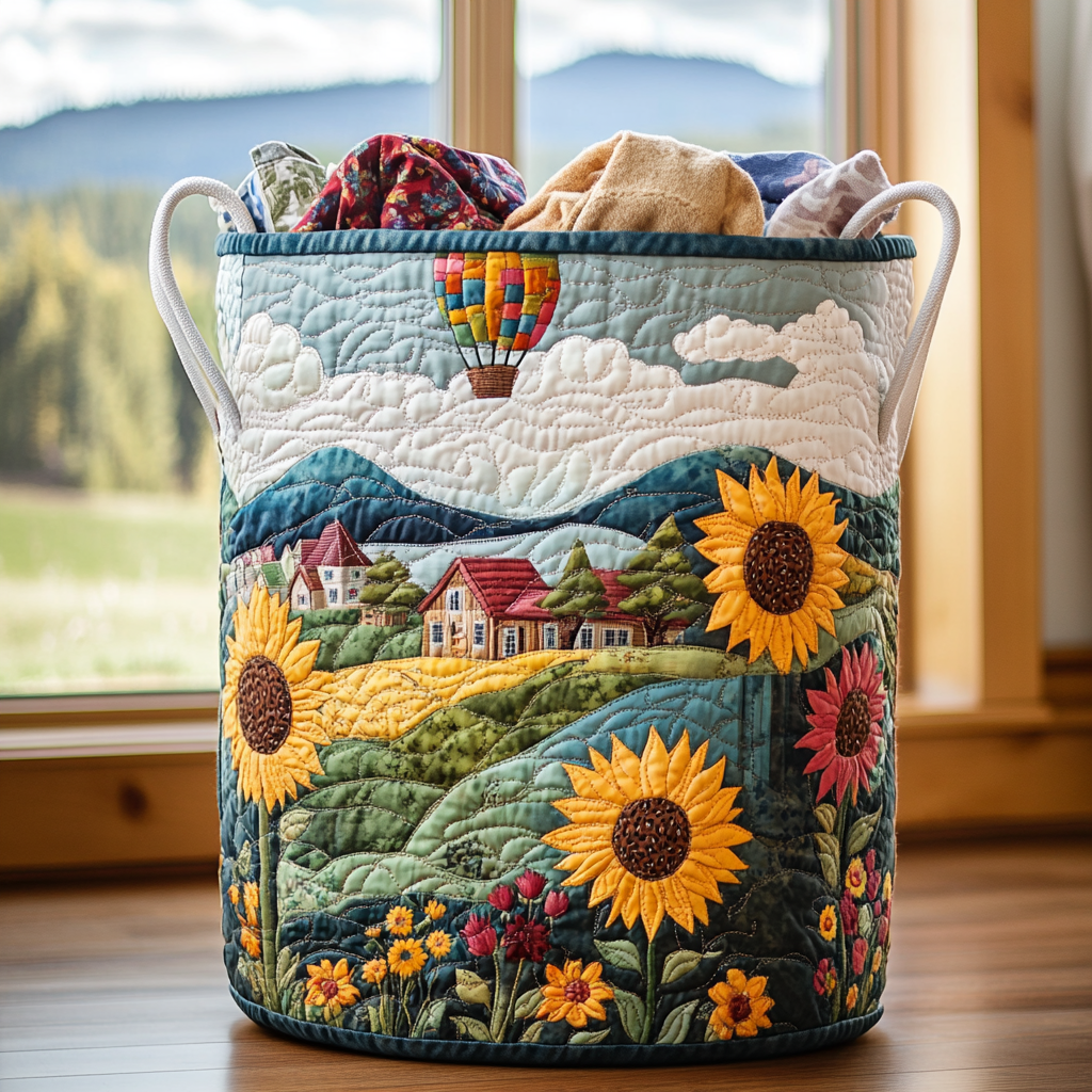 Harvest Hills Quilted Laundry Basket Modern Laundry Hamper Women's Mother's Day Gifts