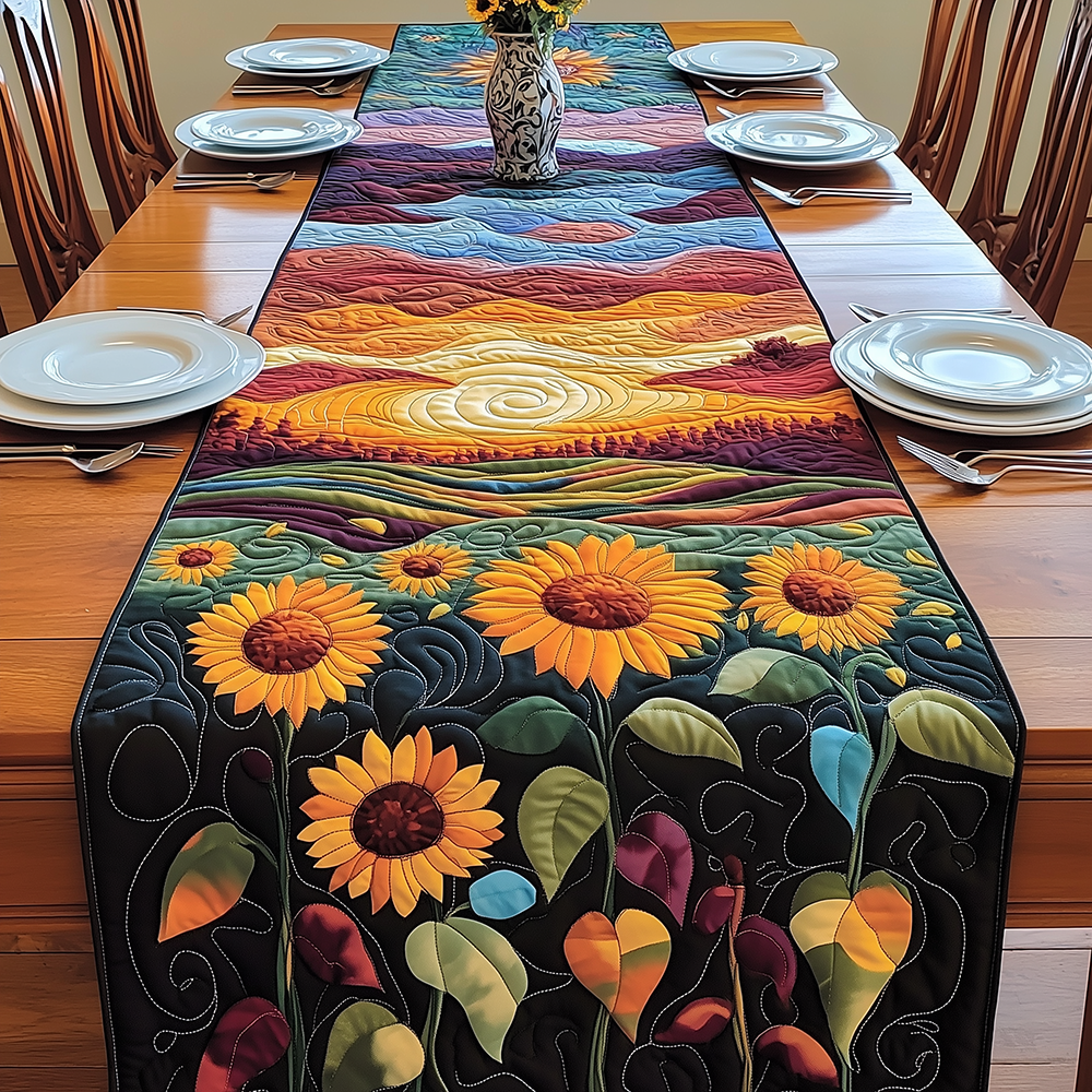 Harvest of Rays Quilted Table Runner Dining Room Decor Nice Gifts For Mom