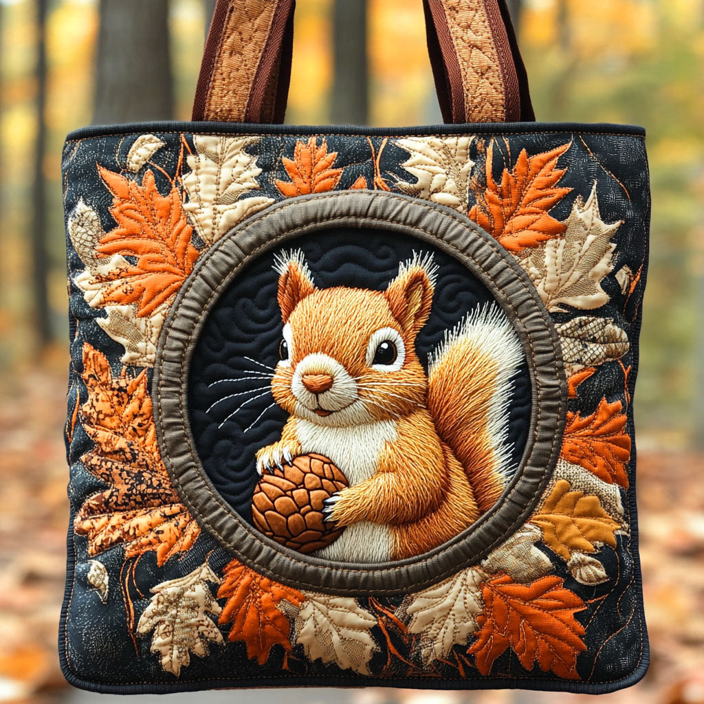 Harvest Squirrel Quilted Tote Bag Patchwork Tote Bag Gifts For Mother In Law