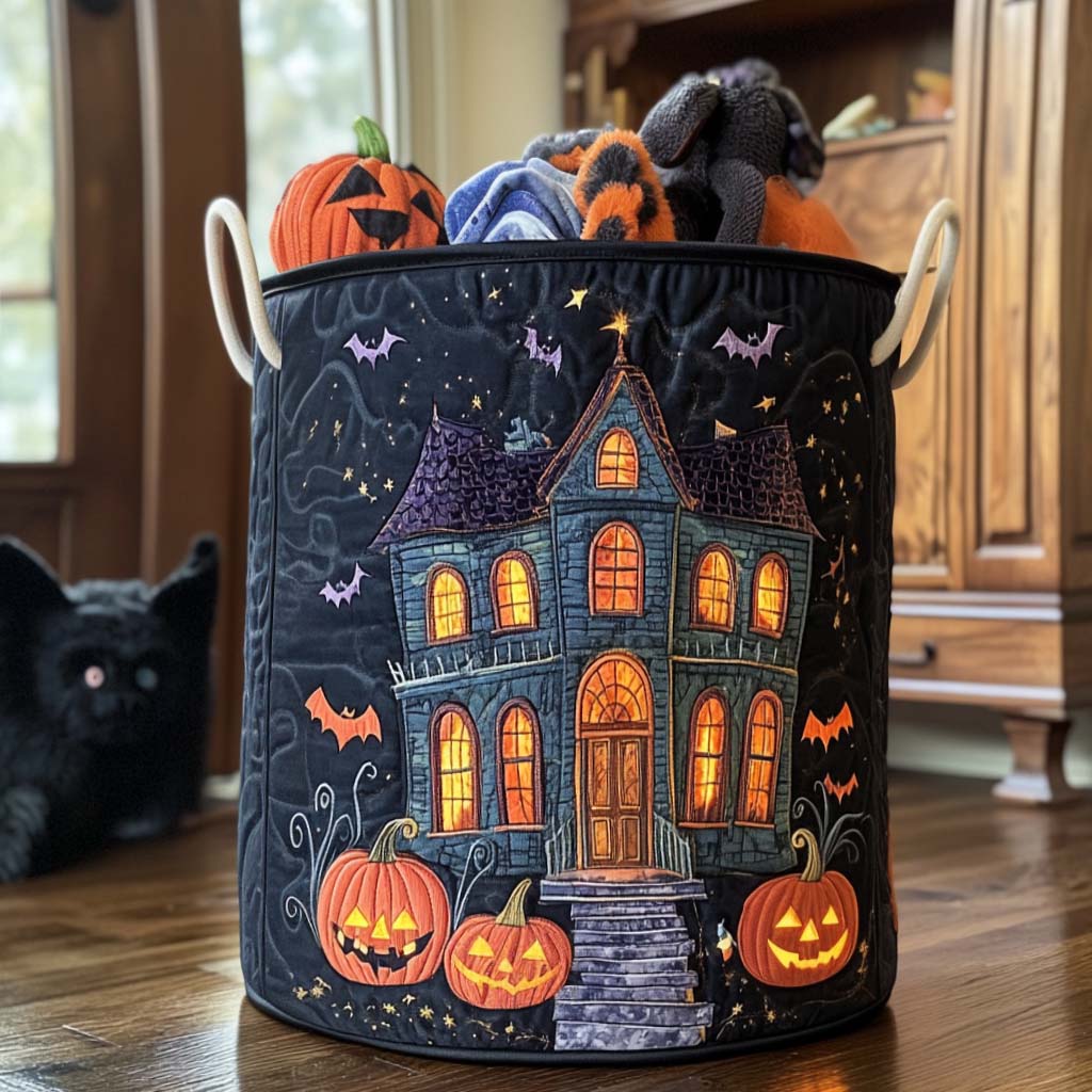 Haunted Glow Quilted Laundry Basket Dirty Laundry Basket Cat Lover Store
