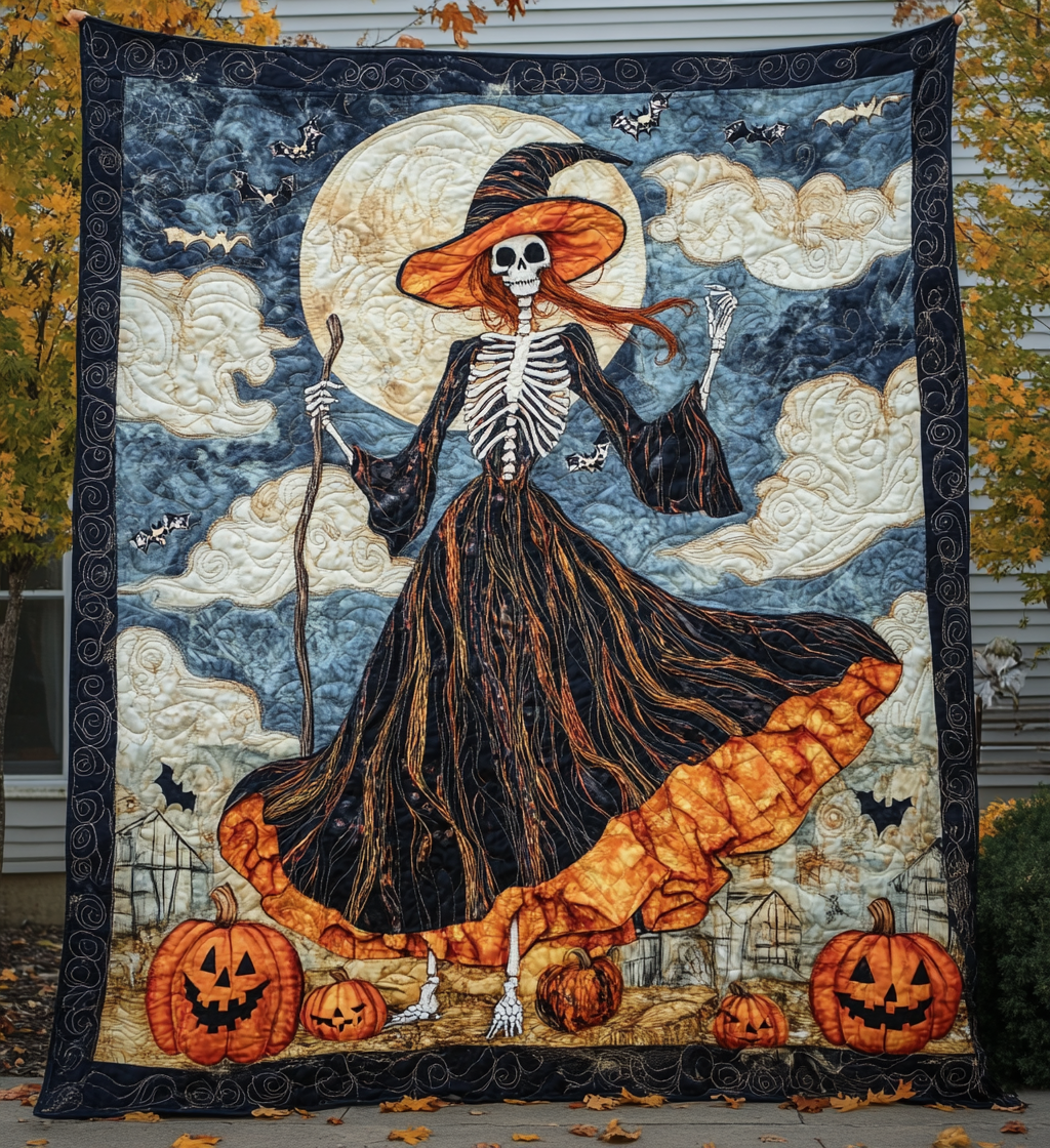 Haunted Harvest Quilted Blanket Bedroom Decor Spooky Gifts For Her