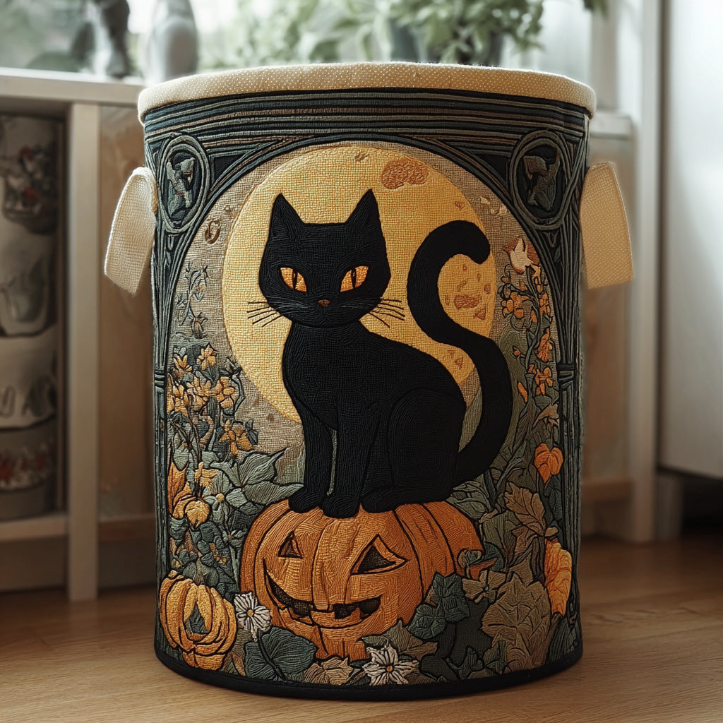 Haunted Paws Quilted Laundry Basket Foldable Laundry Hamper Good Gifts For Cat Lovers