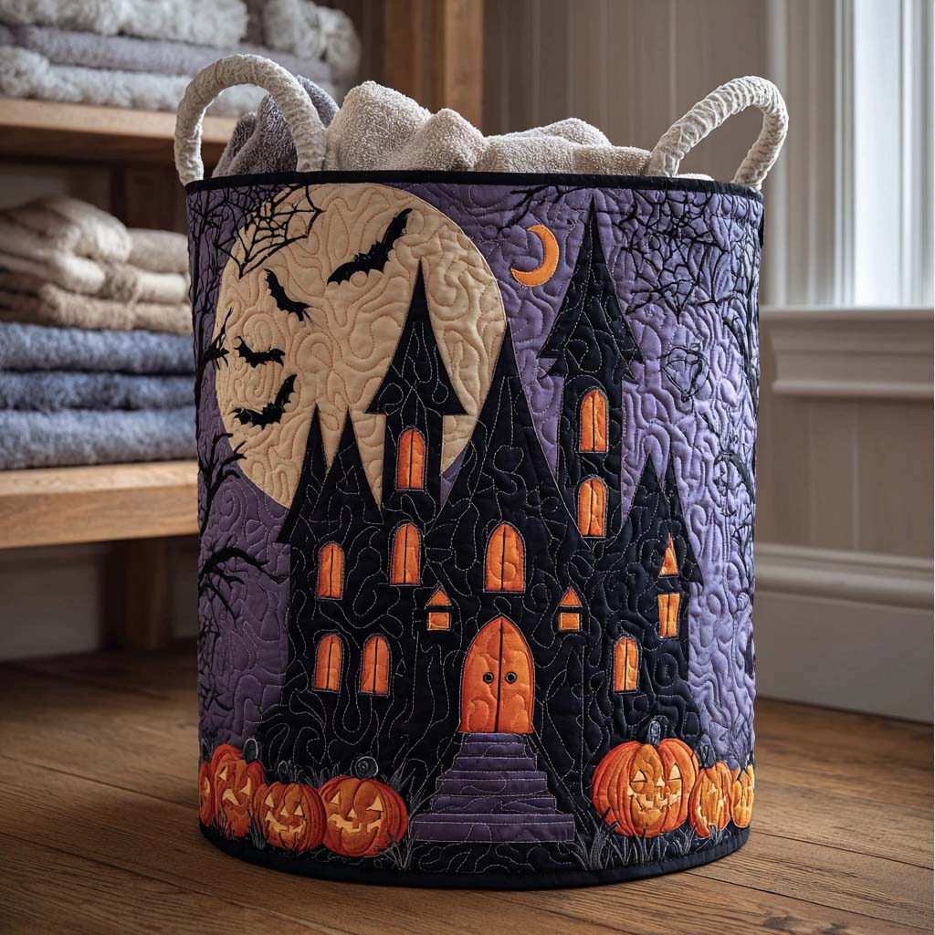 Haunting Delight Quilted Laundry Basket Best Laundry Hamper Halloween Gift Ideas For Adults