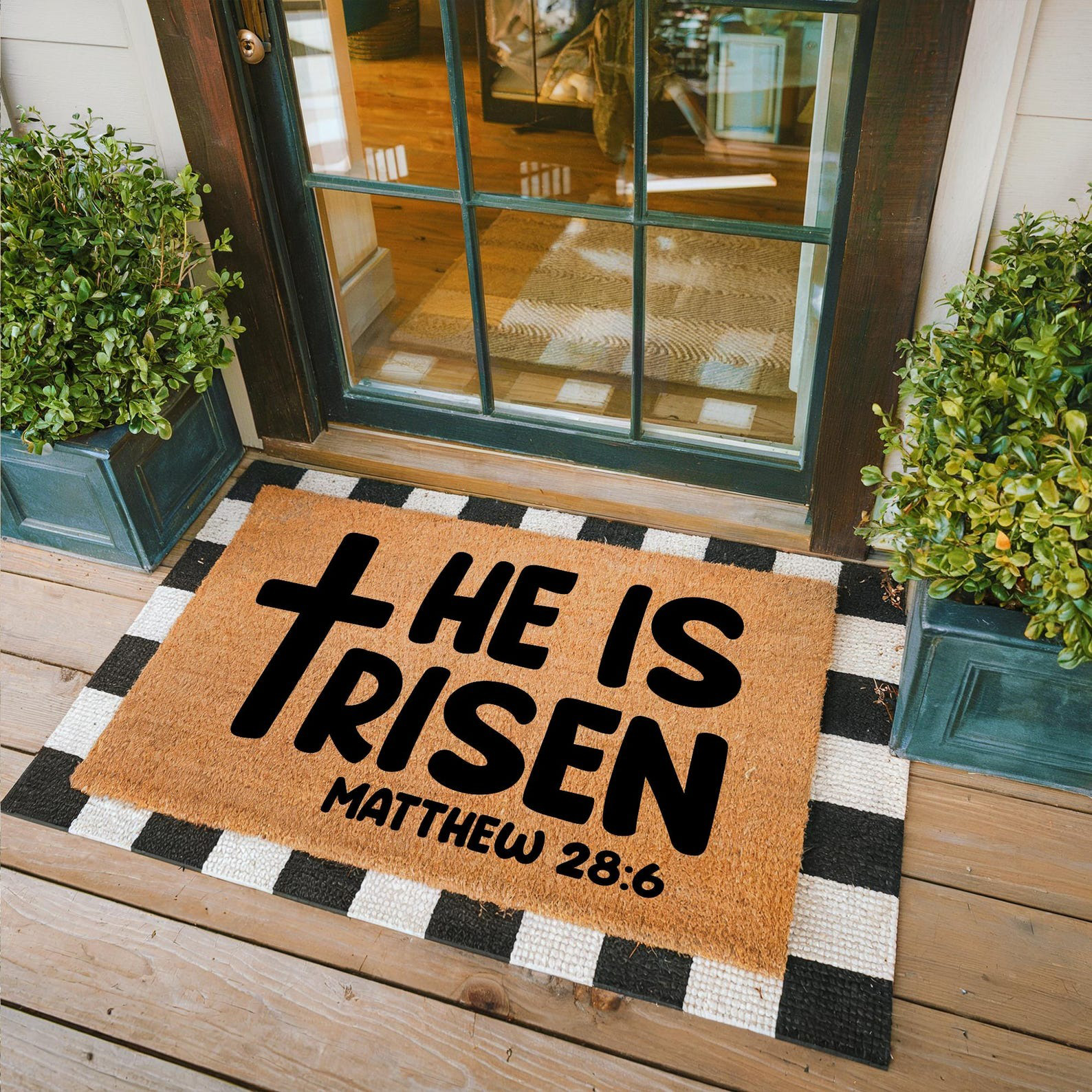 He Is Risen Easter Doormat Christian Easter Welcome Mat Home Decor Faith Based Easter Gifts