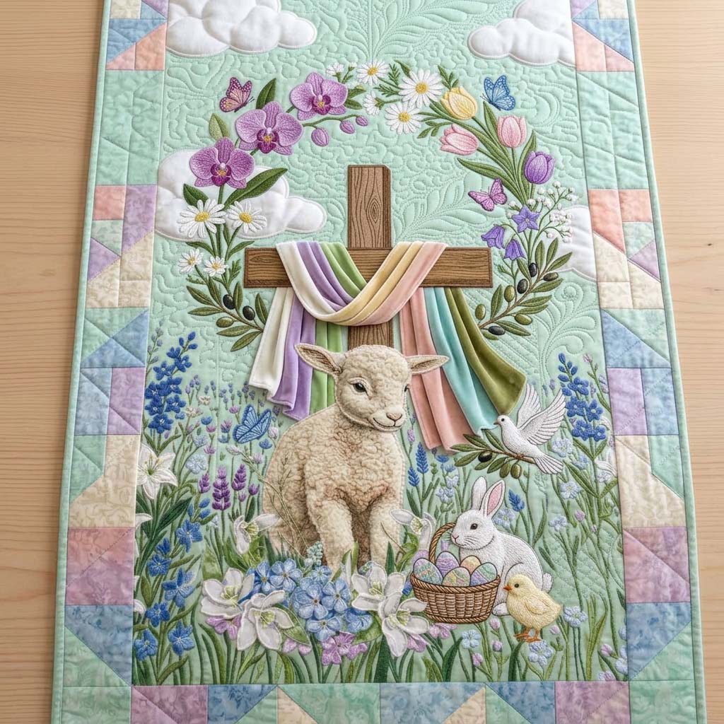 He Is Risen Quilted Table Runner Easter Table Runner Decor Easter Gifts For Family