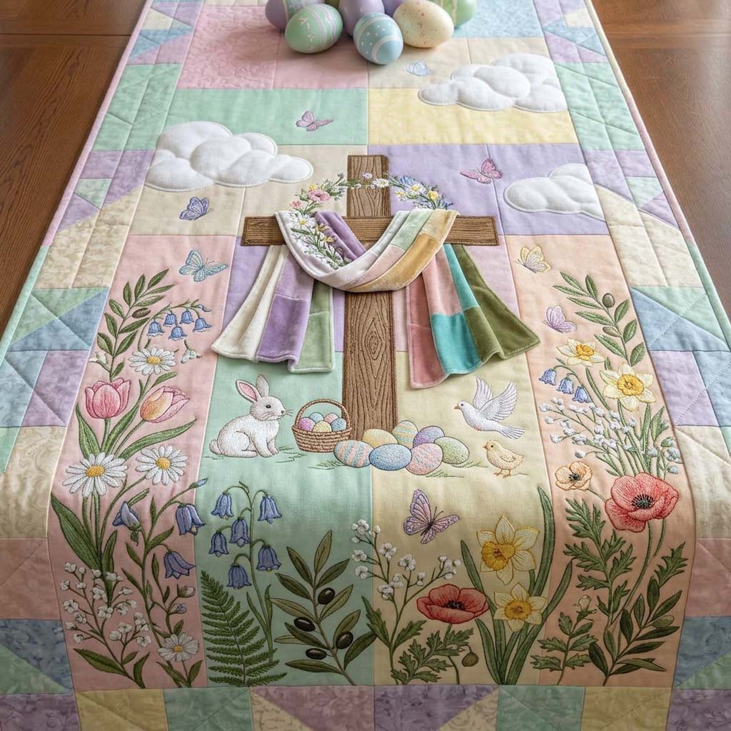 He Is Risen Quilted Table Runner Table Runner Easter Easter Gifts For Her