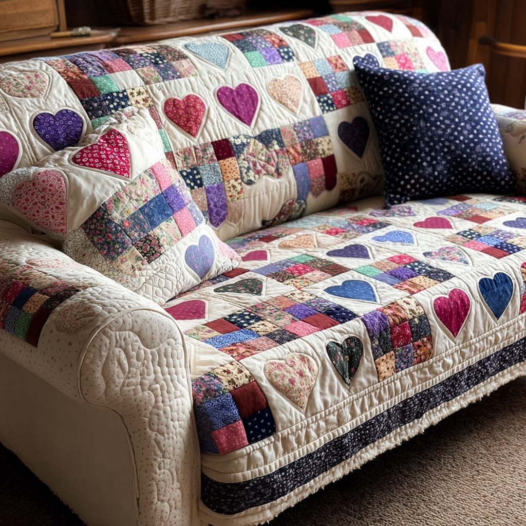 Heart Bliss Quilted Sofa Cover Sofa Covers For Sale Valentine Day Presents